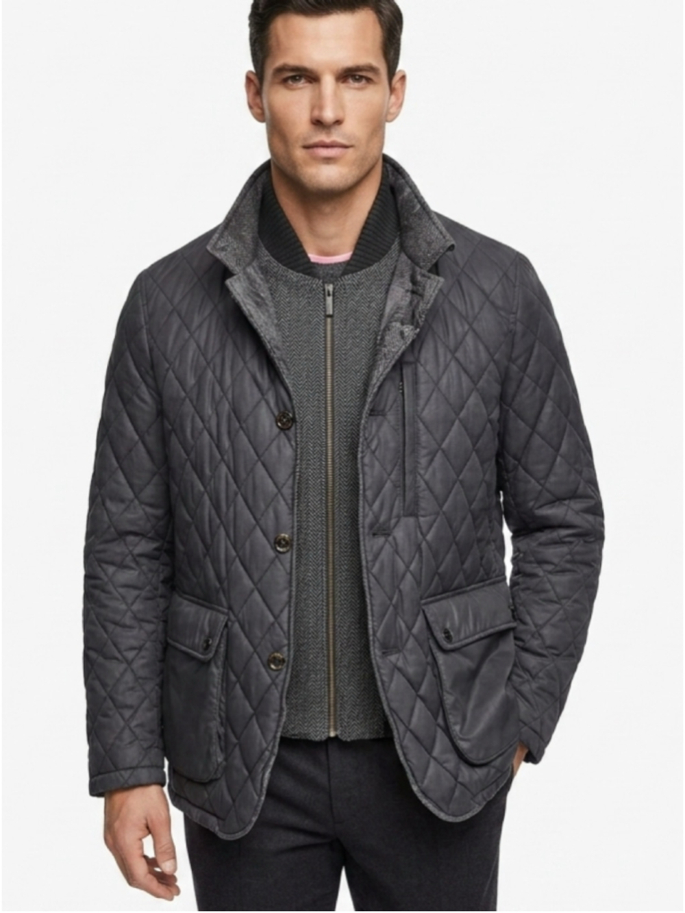 Ted Baker London Diamond Quilted Jacket - Black - Size 4 (US Large)